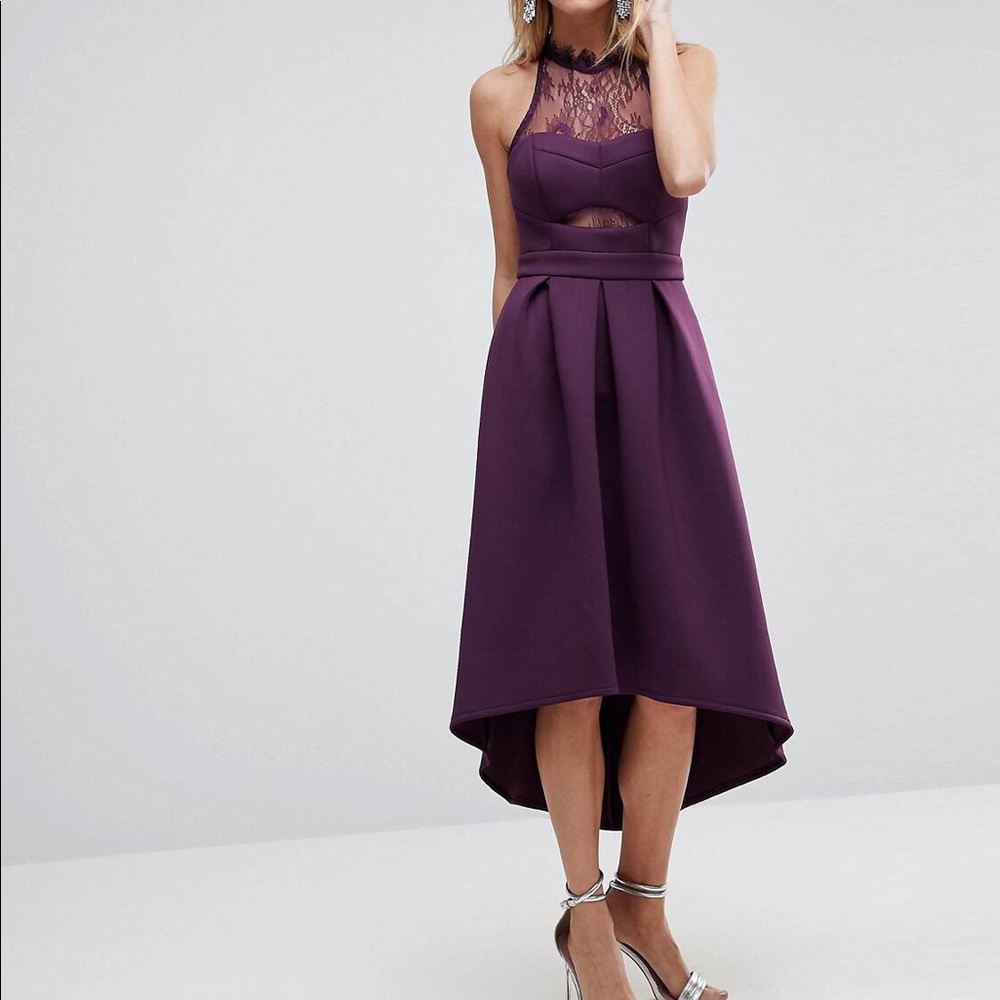Mid-length, plum formal dress
